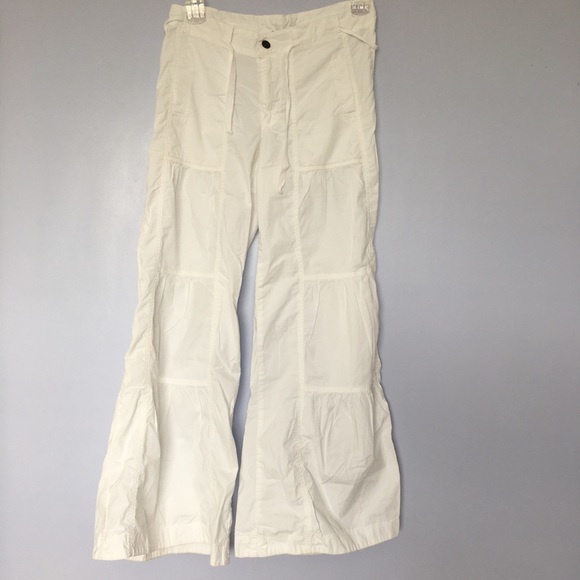 XCVI Terraced Poplin Flare Palazzo Cargo Pants - Picture 7 of 10